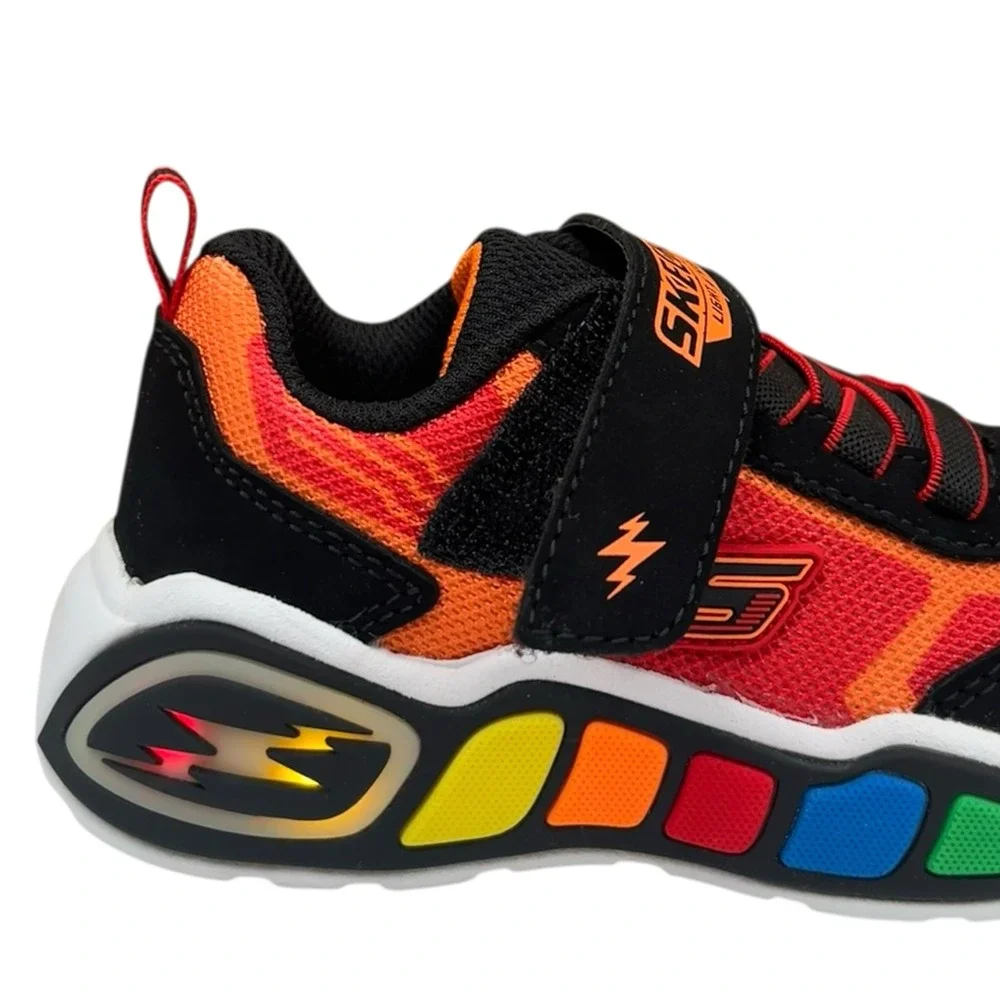 Skechers Toddler Boys Light-Up Sneaker Size 8 Slip-on Black Red Multicolor Shoes
